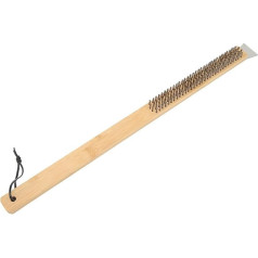 Pizza Oven Brush with Bamboo Handle, Wire BBQ Grill Cleaning Brush and Scraper Outdoor