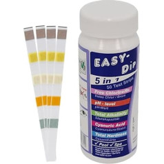 HAF® Test Strips 5 in 1 for Pool & Spa - Accurate Chemical Tester for Free Chlorine, Bromine, Alkalinity, pH Value, Water Hardness & Cyanuric Acid - Quantity: 1 Tin = 50 Test Strips