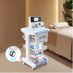 3-Layer Beauty Equipment Trolley, Professional Grade ABS Injection Moulded Dental Beauty Salon Mobile Storage Trolley Shelf, Mobile Storage Trolley (Blue)