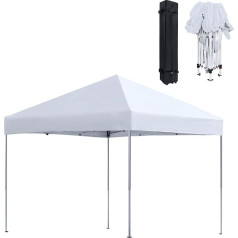 VA-Cerulean Folding Gazebo, 3 x 3 m White Marquee with Carry Bag, UV Protection, Waterproof, Height Adjustable, Canopy Tent for Garden, Party, Wedding, Picnic (No Side Panels, White)