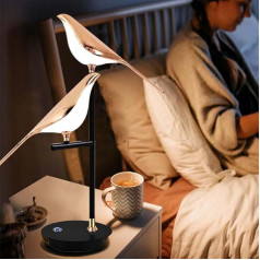 LED Bird Table Lamp Touch Switch and Remote Control Dimmable Bedside Lamp 3 Brightness Levels + RGB Table Lamp Animals Bird Decoration Table Licther Rotatable Without Cable Night Light, 2