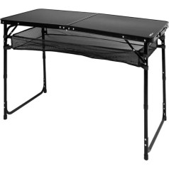 AKTIVE 63089 Folding Table, Black, 120 x 60 x 60/70 cm, Height Adjustable, Non-Slip Feet, Load Capacity 30 kg, Carry Handle, Includes Removable Net, Beach, Garden