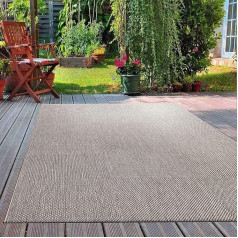 VIMODA Robust Indoor and Outdoor Flat Weave Patio Rug Natural Look in Grey, Dimensions: Diameter 160 cm, Round