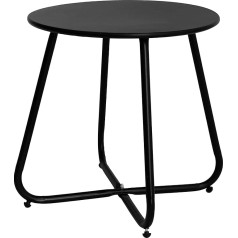Elevon E-Coated Steel Side Table Weather Resistant Outdoor 44.5 cm Round Side Table Accent Table for Bistro Balcony