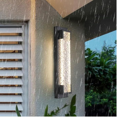 WLBHWL Wandleuchte für den Außenbereich, 18 W/24 W/40 W, moderne Veranda-Lichter, schwarze Außenleuchte mit Edelstahl-Lampenkörper und Wassermuster, Acryl-Lampenschirm, Wandleuchten für den Außenberei