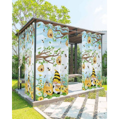Outdoor Curtains for Patio Waterproof Summer Gnome Farm Sunflower Bee Window Curtains Light Filtering Outdoor Curtains for Living Room/Pergola/Garden/Balcony 54 x 95 Inch