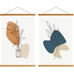 A2 Poster Strip, Poster Rail, Poster Strips, 42 cm, Magnetic Wooden Poster Hanger, Frame Strips, Picture Frame, 42 x 30 cm, 42 x 59 cm (42 cm, Teak, 2 Packs)