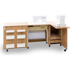 Comfort 5+ | Sewing Machine Cabinet | Sewing Furniture | Sewing Table | Storage Cabinet (Oak Sorano Natural Light, M (Air-lift to 10 kg))