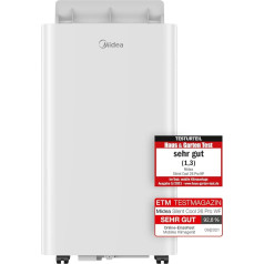 Midea Silent Cool 26 Pro WF Mobile Air Conditioner 9000 BTU 2.6 kW, Cooling & Ventilating & Dehumidifying, Room Size up to 88 m³ (33 ㎡), App Control, Alexa, Google Home/IFTTT, Mobile Air Conditioner