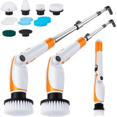 Fixm Electric Cleaning Brush 11 Interchangeable Brush Heads, Electric Cleaning Brush with Extendable Long Handle and 4 Adjustable Angles for Bathroom, Shower, Tub, Tiles and Floors