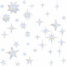 Star Window Clings Static Adhesive Star Window Sticker Vinyl Stars Window Sticker Anti-Collision Window Sticker for Bird Strikes Glass Window Sun Catcher Rainbow Sticker