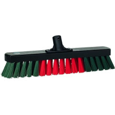 WerkplaatsbezemZwart Hout, with Stevige Rood/Groene Synthetic Vezels