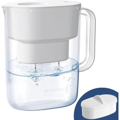 Waterdrop Lucid Water Filter Jug with 1 x 90 Day Filter, 3.5 L, Reduces Limescale, Chlorine, Lead, Copper in Water, NSF Certified, BPA-Free, White (Replacement Filter: WD-PF-01A Plus)