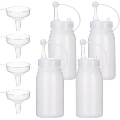 Uceoo Squeeze Bottles for Condiments, 4 Pack Squeeze Bottles for Sauce Plastic Squeeze Bottle with Cap Lid for Katchup Honey Coarse Sauces Resin Salsa Crafts Oil 300ml with 4