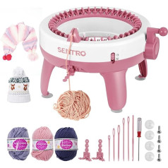 LIFEJXWEN Knitting Machine 40 Needles, Smart Weaving Loom, Knitting Board, Rotating Double Knitting Machine Kit, Dual Mode Knitting Machine for Adults or Children, DIY Sock, Hat and Scarf