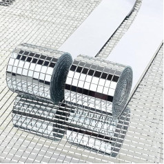 3200 Pieces 2 Rolls Real Glass Silver Mirror Mosaic Tile Stickers for Crafts Square Glass Tiles Self-Adhesive 5mm x 5mm
