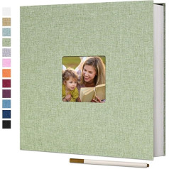 Vienrose Self-Adhesive Photo Album, to Stick 10 x 15 cm Photos, Large DIY Linen Photo Album with 60 White Pages, Gift for Wedding, Anniversary, Birthday, with a Pen, 28 x 27 cm