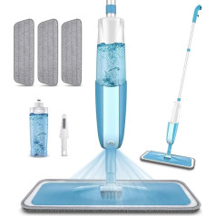 Mop with Spray Function, Floor Mop with Spray Function, Mop with 3 Washable Microfibre Covers, Spray Mop for Quick Cleaning with 410 ml Refillable Water Tank