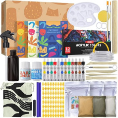 Roaxkois DIY Set for Adults & Children, Creative Craft Set with Sculptor Tool, Instructions, Air Dry Clay & Colours, Pottery Set, Gift Ideas