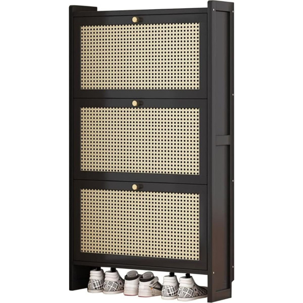 GiMLy Shoe Cabinet for Entryway - Narrow Rattan Shoe Rack with Drawers, Modern Storage for Living Room, Hallway