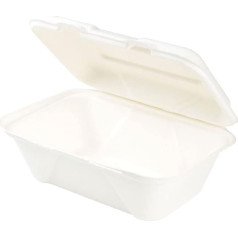 BIOZOYG Sugarcane Burger Box with Hinged Lid, Pack of 50 Compostable Snack Packaging Made of Bagasse - Biodegradable I Chip Menu Box Square I Lunch To-Go Box 18 x 13.6 x 5.9 cm Pack of 50