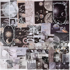 Pack of 100 Vintage Scrapbooking Stickers Paper Set Planet Star Self-Adhesive Stickers Craft Paper Retro for DIY Scrapbook Accessories Photo Album Diary Notebook Bullet Journal Design Yourself