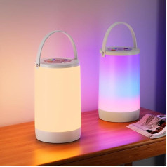 LED Bedside Lamp Dimmable for Bedroom, Rechargeable USB-C Night Light, Warm White and RGB, Set of 2, 2200 mAh