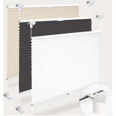 Pleated Blind, No Drilling Required, Klemmfix Pleated Blind, 95 x 130 cm (W x H), White, High Quality, Durable, Easyfix Clamp Support, Pleated Door and Window