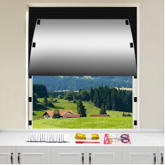 Window Blackout - 300 x 145 cm, MUTOUHE Blackout Roller Blind with Ruler & Scissors & Marker Pen & 20 Pieces Velcro Fastening, Blackout Curtain for Bedroom, Children's Room, Office, Skylight, Door