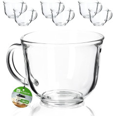 KADAX Tea Glasses with Handle, 480ml Glass Cups Set, Dishwasher Safe Coffee Glasses, Hot and Cold Drink Glasses, Coffee Mugs, Juice Glasses, Glass Cups (480ml/6pcs)