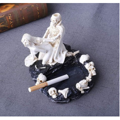 ITODA Table Decoration Halloween Table Ashtray Skull Halloween Decoration Horror Ashtray Scary Skull Decoration Gothic Decorative Bone Ghost Horror Decoration Car Wind Ashtray Zombie Decoration for