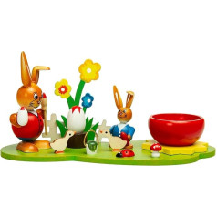 SIKORA OD13 Easter Decoration Colourful Wooden Egg Cup Easter Garden with Easter Bunny Figures, Colour/Model: Egg Cup Easter Egg Dyeing