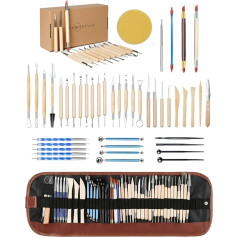 Pottery Clay Modelling Tools, 44 Pieces Double Sided Polymer Clay Tools, Ceramic Clay Carving Tool Set with Carry Bag for Beginners, Pottery Tools and Accessories for Professional Sets