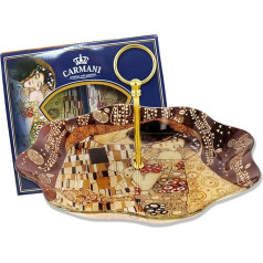 CARMANI – Round Glass Plate printed with Gustav Klimt 'The Kiss' Painting D.30 CM