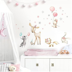 DL644 Wall Sticker, Wall Sticker, Children's Room, Girls, Forest Animals, Wall Picture, 171 x 104 cm (W x H), Playroom Wall Decoration, Baby Room, Small Picture