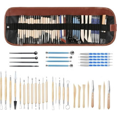 Pottery Modelling Tools, 44 Pieces Pottery Tools and Accessories for Professionals, Double Sided Modeling Tool, Ceramic Clay Carving Tool Set with Carry Bag for Beginners
