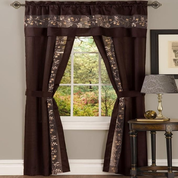 Achim Home Furnishings Kenya Window Curtain Panel, Black/White, 50 x 84-Inch, Chocolate 55 Inches x 84 Inches