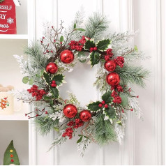 SHACOS 55 cm Christmas Wreath Door Wreath Christmas Door Wreath Large Fir Wreath Artificial Christmas Wreath Door Large Decorative Wreath Christmas Wreath for Christmas Decoration, Fireplace, Wall