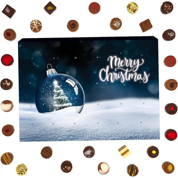 Hallingers Christmas Baubles - Vegan Advent Calendar Chocolates Gift Handmade Part with Alcohol from Chocolate Vegan (Box) - Mother's Day Gift & Gift Ideas for Father's Day | Congratulations Hanukkah