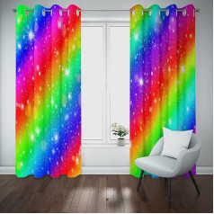 MUZHILI Rainbow Striped Curtains Dream Love Colorful Watercolor Art Painting Pattern Thermal Insulated Grommet Window Curtains for Girls Bedroom Nursery 75(WxD)