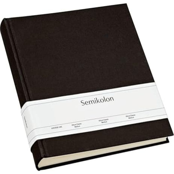 Semikolon Medium Bound Linen Photo Album, Cream Pages, Black (03107)
