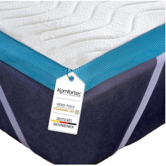 Komfortec Topper 90 x 200 cm - 5 cm High, Visco Memory Foam Mattress Topper with 4 Corner Elastics for Box Spring Beds, Washable Aloe Vera Cover, White