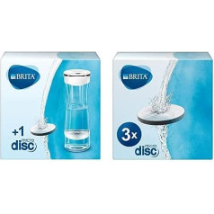 BRITA Water Filter Carafe White / Grey with 4 MicroDisc Filters / Water Carafe for Stylish Serving of Water / Activated Carbon Filter Reduces Chlorine and Microparticles in Tap Water