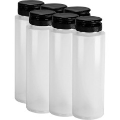 Pinnacle Mercantile Easy Squeeze 8oz Empty Plastic Spice Bottles with Black Hinged Lid - Set of 6