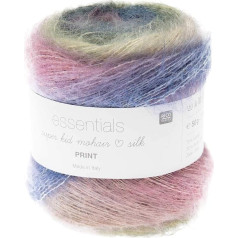 Rico Essentials Super Kid Mohair Loves Silk Print, Lace Yarn Mohair Silk Colour Gradient for Knitting and Crocheting, Lace Wool Needle Size 4.5 mm, 50 g Approx. 400 m (008 Retro)
