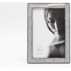 Mascagni M406, Metal Photo Frame with Glitter - Silver Waves Range, 20x25cm / 10x8 Inches