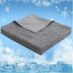 Cooling Duvet. 2-in-1 Summer Blanket, Self-Cooling Cotton Blanket with Q-Max 0.45 Cooling Fibres for Adults, Thin, Double-Sided, Lightweight Cooling Blanket for Sleeping, Grey, 150 x 200 cm