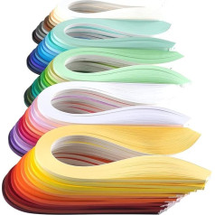 JUYA Quilling Plain Paper Frill Set, 60 Colours, 39 cm Length, 100 Strips Per Pack, Paper Width 2mm