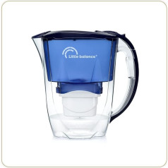 LITTLE BALANCE 8593 Ocean Water Filter Carafe + 1 Filter, Reduces Microplastics, Chlorine, Limescale and Other Impurities, 2.8 L, Super Fast Flow, BPA-Free Plastic, Blue