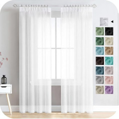 Curtains with Ruffle Tape 235 cm Long Curtains with Ruffle Tape Curtain with Ruffle Tape for Rail Curtain Ruffle Tape Set of 2 White Semi-Transparent 140 cm Wide 2 Pieces Stores